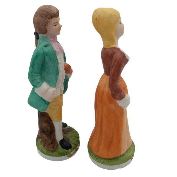 Vintage Flambro Colonial Figurine Set Man & Woman Musician Porcelain Pair 6" - Picture 10 of 16